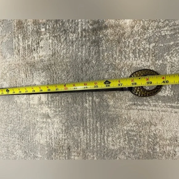 Chicos Vintage Belt M/L Brown Genuine Leather Beaten Gold Buckle Adjustable Rare - Picture 7 of 7